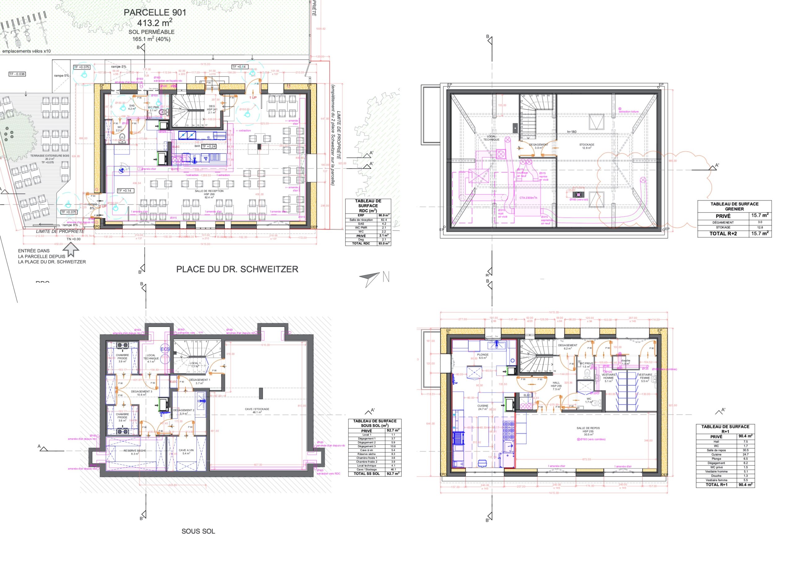 Plans-d'amenagement-des-4-niveaux-du-pavillon